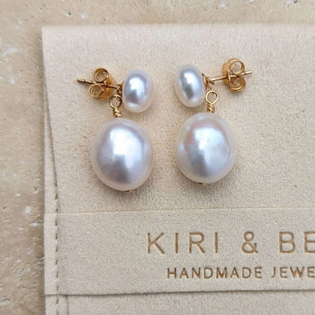 Eloise Pearl Stud Drop Earrings, 2 of 3