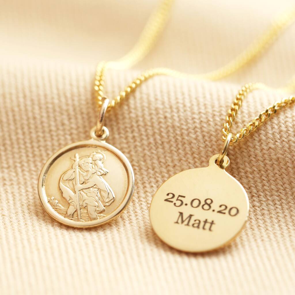 Personalised Gold Sterling St Christopher Necklace, 1 of 6