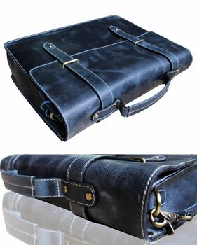 Personalised Handmade Real Leather Work Shoulder Bag, 8 of 9
