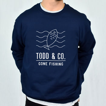 'Gone Fishing' Personalised Adventure Men's Sweatshirt, 2 of 7
