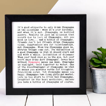 Champagne Quotes Print, Celebration Gift, 2 of 10