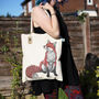 Red Fox Eco Tote Bag ~ Organic And Fairtrade Cotton, thumbnail 2 of 3