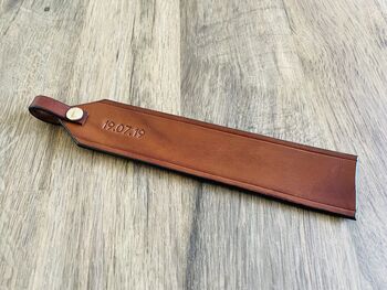 Personalised Date Leather Bookmark, Spanish Brown, 10 of 10