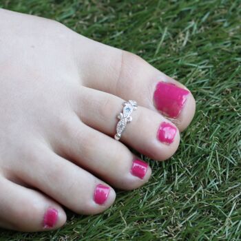 Blue Evil Eye Pure Silver Indian Bichiya Slim Toe Ring, 2 of 9