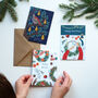 Pack Of Six Wreath Making Illustrated Christmas Cards, thumbnail 4 of 4