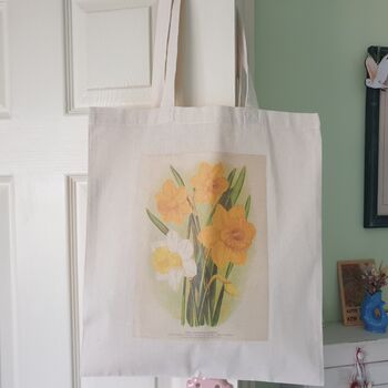 Daffodil Print Cotton Tote Bag For Spring, 6 of 6