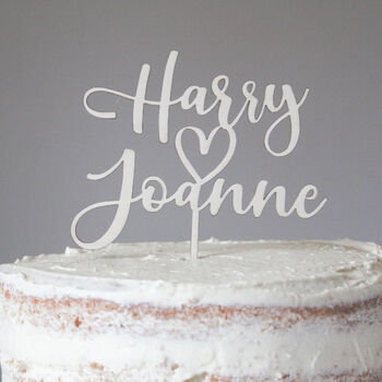 Personalised Natural Wood Wedding Cake Topper, 4 of 5