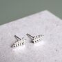 Sterling Silver Wiggly Tropical Leaf Stud Earrings, thumbnail 2 of 7