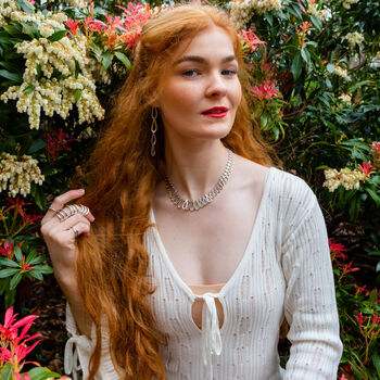 Sterling Silver Petal Drop Earrings Long Statement Jewellery Handmade Catwalk Design, 6 of 12