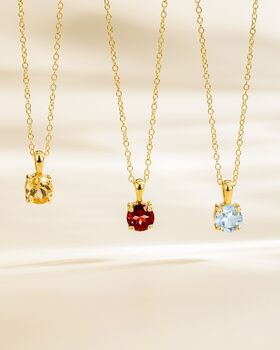 Sky Blue Topaz Solitaire Pendant Necklace In Sterling Silver And Gold, 8 of 10