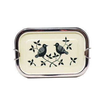 Hand Painted Rectangle Bento Box 'Garden Birds', 3 of 5
