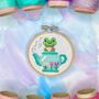 Frog Teapot Mini Cross Stitch Kit, thumbnail 1 of 6