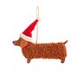 Festive Woolly Daschund Hanging Decoration, thumbnail 2 of 2