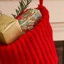 Personalised Berry Red Knitted Christmas Stocking, thumbnail 3 of 5