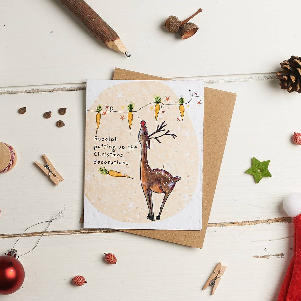 Plantable Rudolph Carrot Seed Christmas Card By Hannah Marchant ...