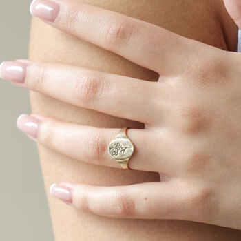 Debossed Forget Me Not Signet Ring, 8 of 10