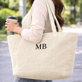 Personalised Corduroy Ribbed Large Tote Bag, 4 of 8