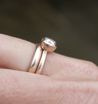 Recycled 9ct Rose Gold Ring Set With 1ct Moissanite, 2 of 5