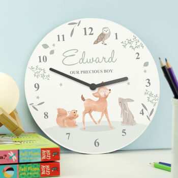 Personalised Woodland Animals Nursery Clock, 4 of 4