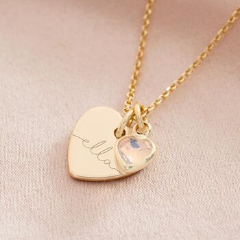 Esme Heart And Heart Birthstone Personalised Necklace, 7 of 12