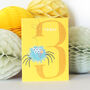 Mini Smiley Spider 3rd Birthday Card, thumbnail 3 of 4