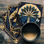 Deco Elegance In Blue Set Of Four Pu Leather Coasters, thumbnail 2 of 8