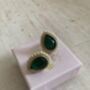 Emerald Green Gold Pearl Stud Earrings, thumbnail 5 of 7