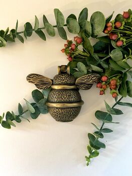 Brass Bumble Bee Door Knocker Heritage Finish, 3 of 4