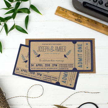 Personalised Woodland Wedding Ticket Invitation Set, 4 of 9