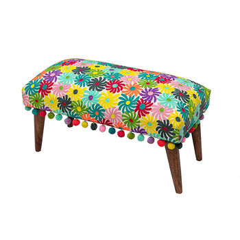Multicoloured Pinwheels Embroidered Bench, 2 of 4