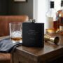 Personalised Modern Engraved Black Metal Hip Flask Wedding, Groomsmen And Birthday Gift, thumbnail 3 of 11