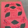 Holly Jolly Christmas Card Pink, thumbnail 4 of 6