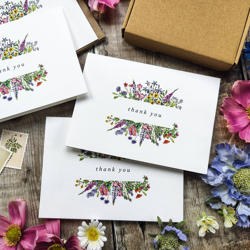 10 X Wildflower Thank You Cards, 1 of 8