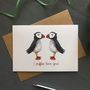 Puffin Love Romantic Christmas Or Anniversary Card, thumbnail 2 of 5