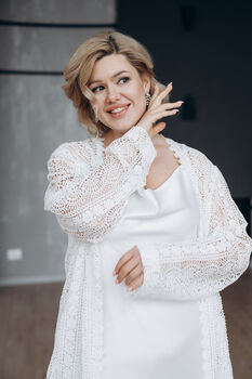Ivory Macrame Lace Bridal Kimono Cape, 5 of 12