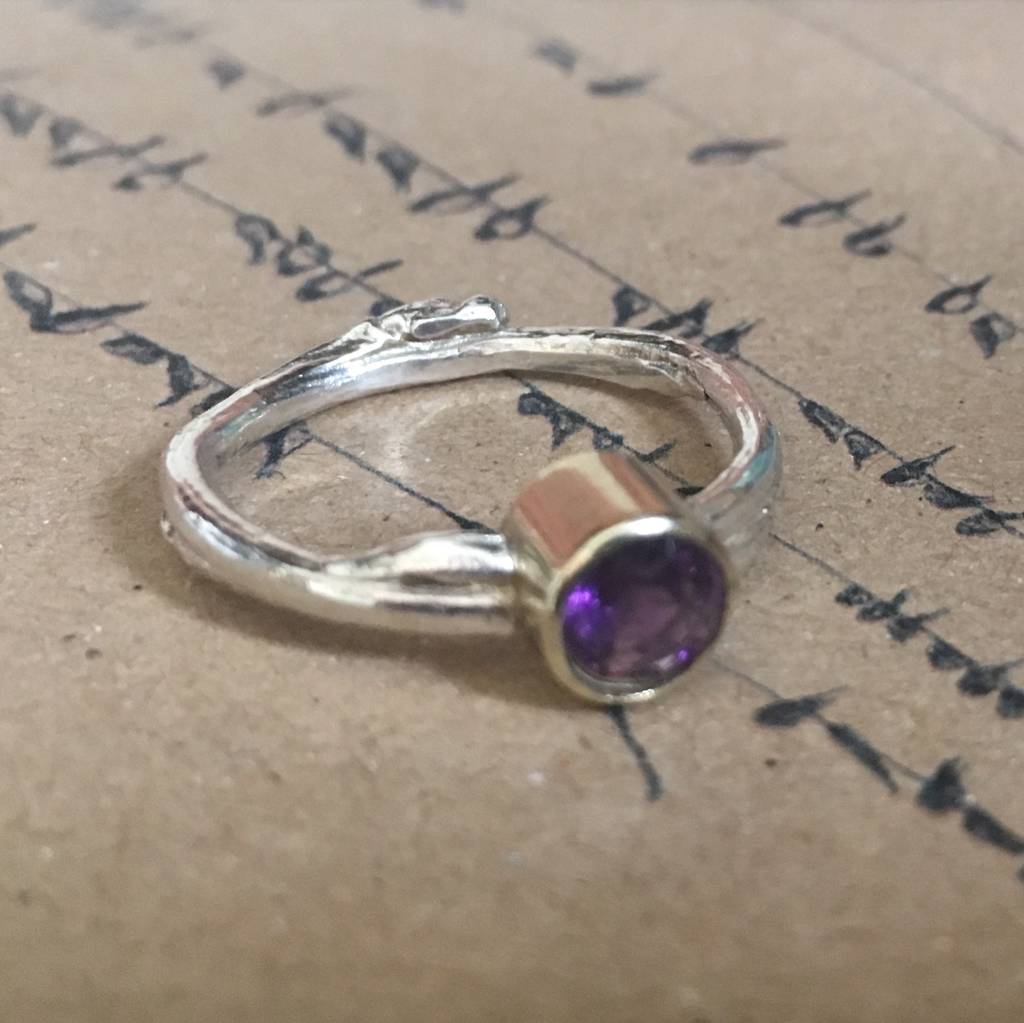 Cast Willow Ring With Gemstone In Gold By Angie Young Designs ...