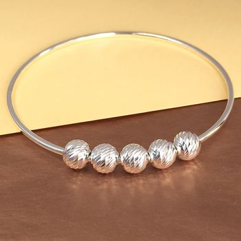 50th Birthday Sparkly Beads Handmade Silver Bangle, 2 of 5