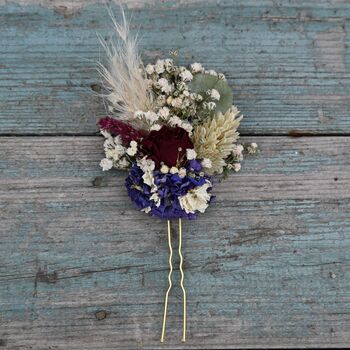 Set Of Three Wedding Dried Flower Hair Pins Meadow Reds, 3 of 4