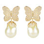 White Butterfly Baroque Pearl Plated Silver Earring, thumbnail 4 of 8