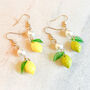 Lemon Charm Pearl Drop Earrings, thumbnail 2 of 4