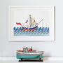 Personalised Boat At Sea Picture For Boy's Bedroom, thumbnail 1 of 12
