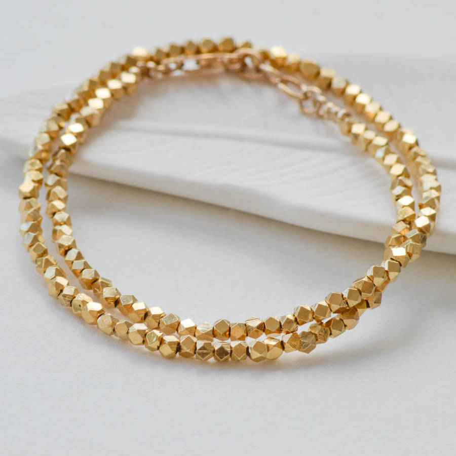 gold nugget wrap bracelet by under the rose