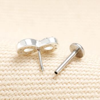 Stainless Steel Crystal Infinity Piercing Earring In Silver, 2 of 2