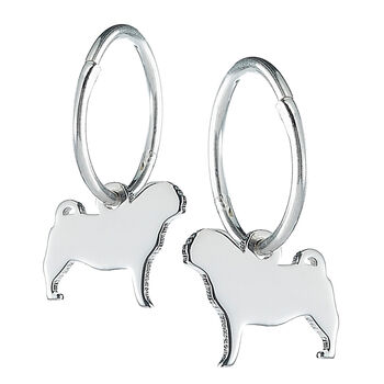Pug Sterling Silver Sleeper Hoop Or Hook Earrings, 2 of 4