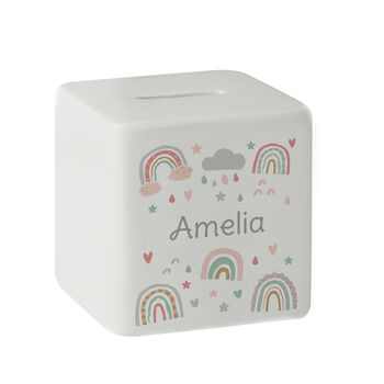 Personalised Baby Girl Rainbow Money Box, 4 of 5