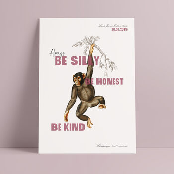 Be Silly, Be Honest, Be Kind Personalised Nursery Print, 4 of 4
