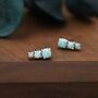 Tiny Aqua Green Opal Trio Stud Earrings, thumbnail 1 of 12