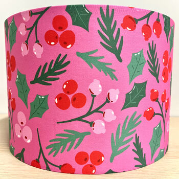 It's A 'Holly Jolly' Christmas Lampshade In Pink, 2 of 7