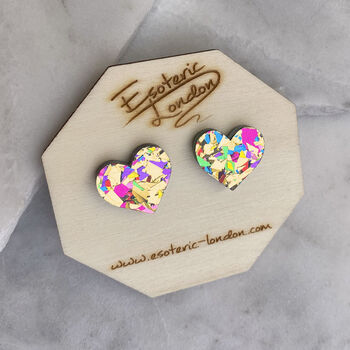 Colour Pop Confetti Heart Stud Earrings, 5 of 8