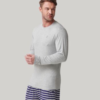 Men's Two Pack Long Sleeved Bamboo T Shirts Navy/Grey, 4 of 4